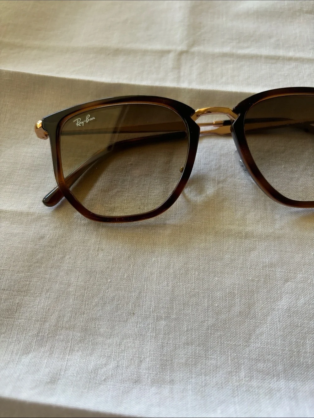 Ray-Ban Tortoise Frame Sunglasses with Gold Bridge